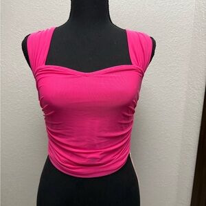 SHEIN Pink Ruched Tank Top